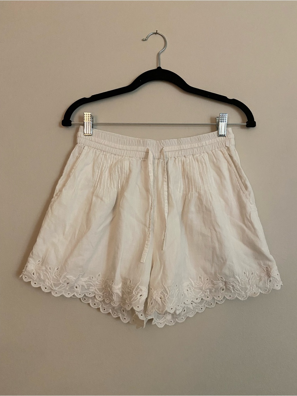 White Eyelet Ruffle Collar Blouse - Feminine Short Sleeve Top - Picture 7 of 13